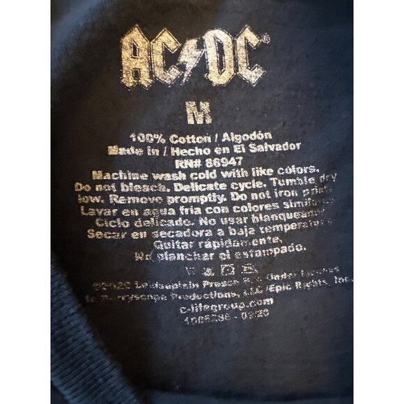 AC/DC "Back In Black" T-Shirt M 100% Cotton Black Band Tee Music - Picture 3 of 4